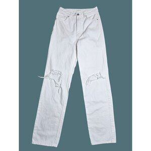 Pacsun Ripped 90's Boyfriend Straight Leg Hi Rise White Party Jeans Women 27